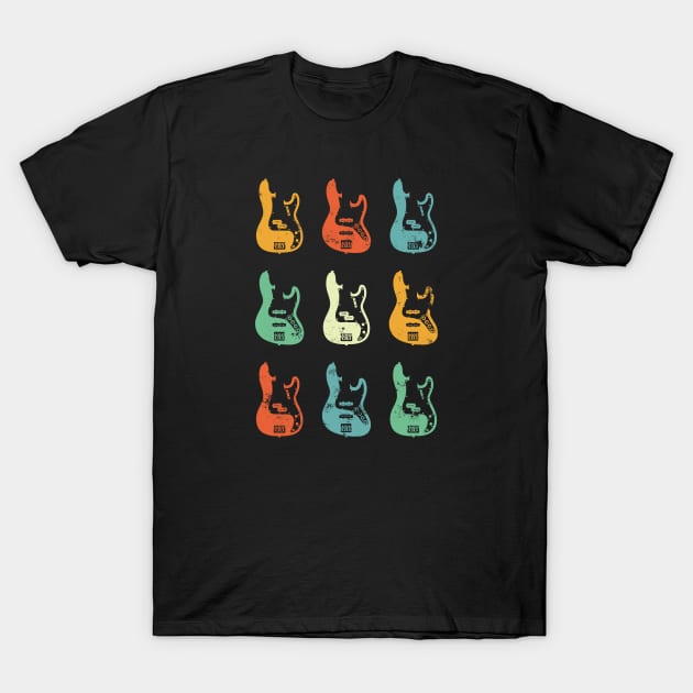 Bass Guitar Bodies Retro Theme T-Shirt by nightsworthy